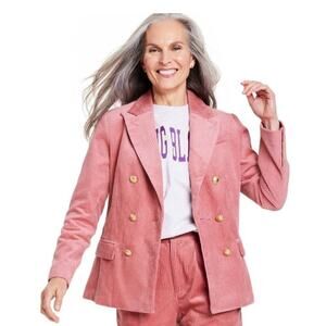 Rowing Blazers Pink Corduroy Double Breasted Blazer Gold Buttons L NWOT